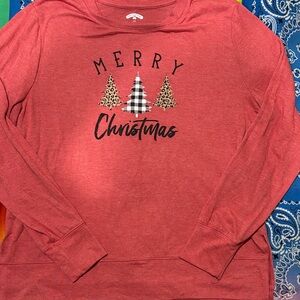 Holiday Time Red Merry Christmas Long Sleeve Tee